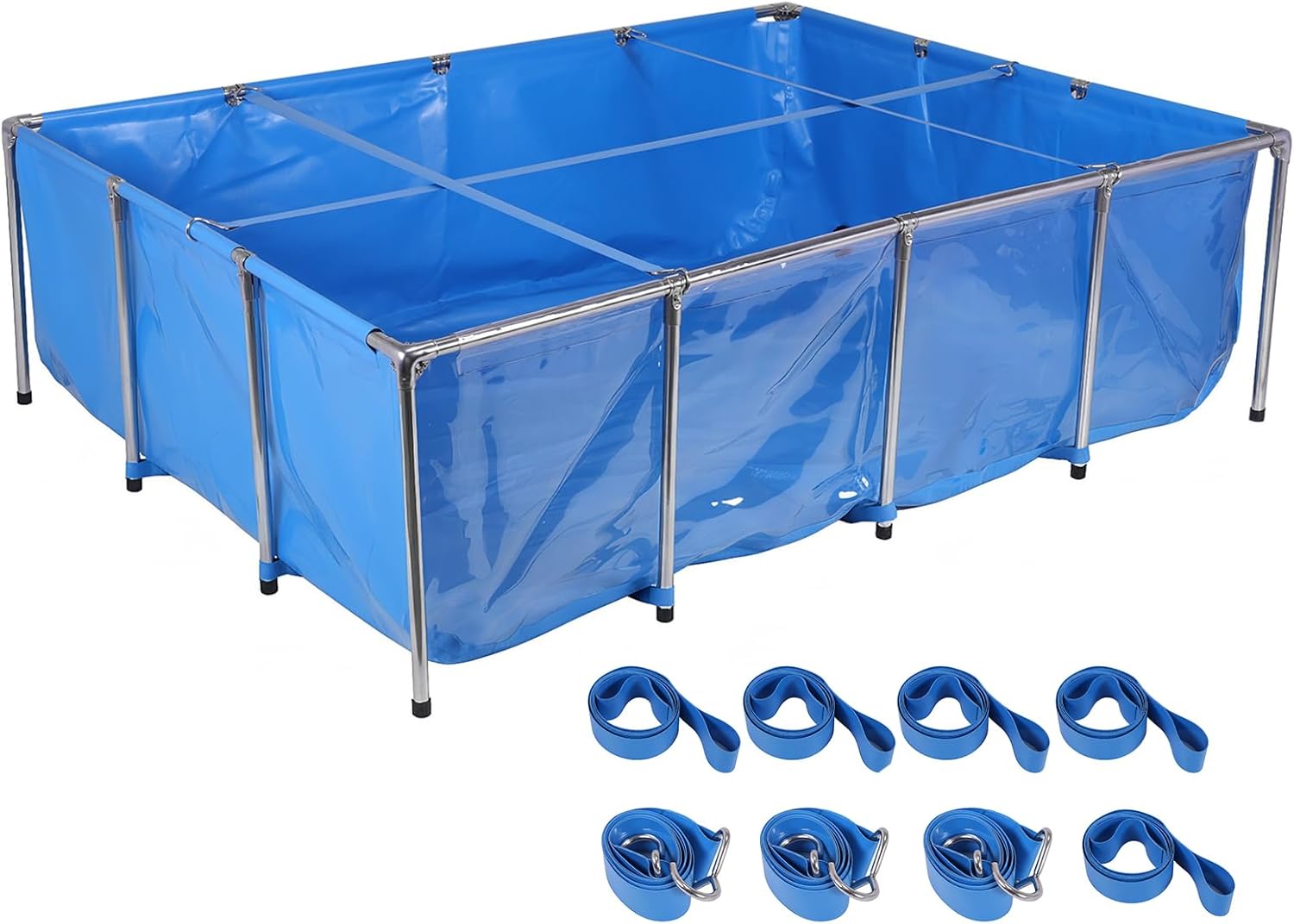 Generic PVC Canvas Fish with Transparent Viewing Panel 880Gallon Foldable Above Ground Pond Load UP to 400Lbs Rectangular Goldfish with Drain Valve for Koi/Goldfish Breeding