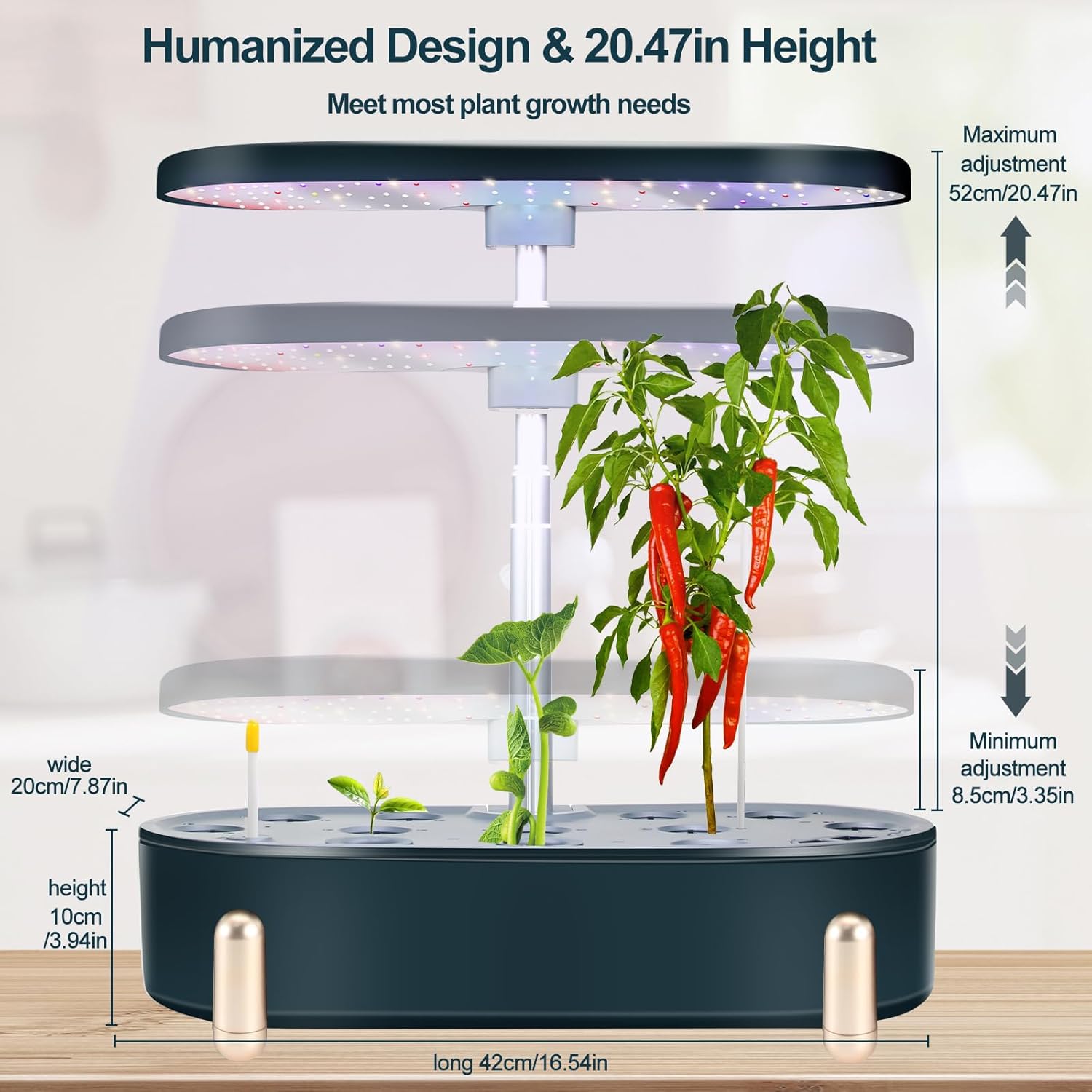 Hydroponics Growing System Indoor Garden 12 Pods Plant Germination Kit Aeroponic Herb Vegetable Growth Lamp Countertop with LED Grow Light (Blackish Green)