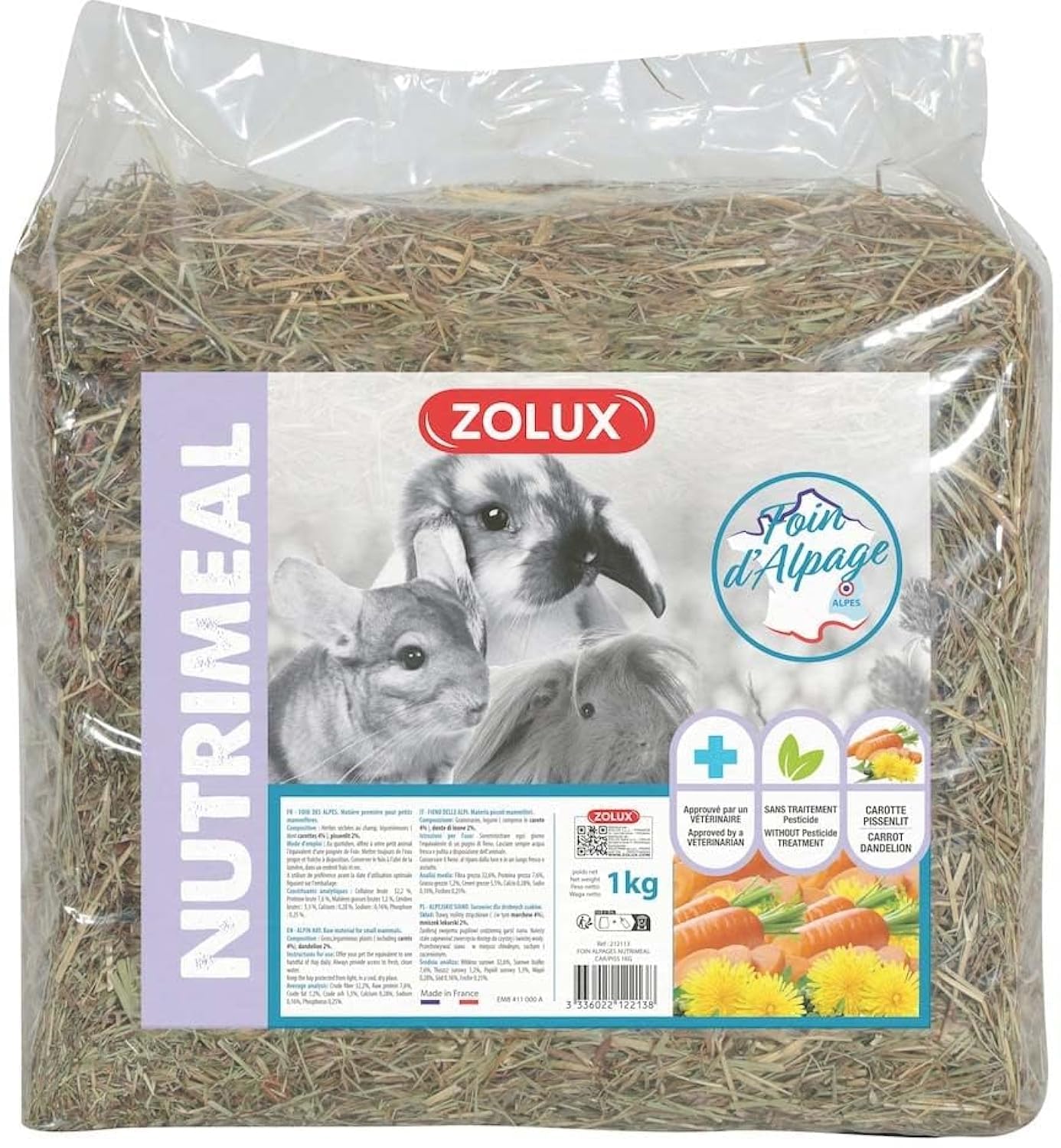 ZOLUX PREMIUM ALPINE HAY WITH CARROT & DANDELION 1 KG