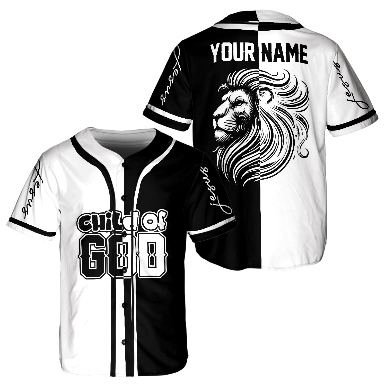 Generic Camelliaa Shop Personalized Christian Jesus Lion God Baseball Jersey Unisex XS-5XL, god Baseball Jersey, Lion Jersey, Lion Jersey Men Multi