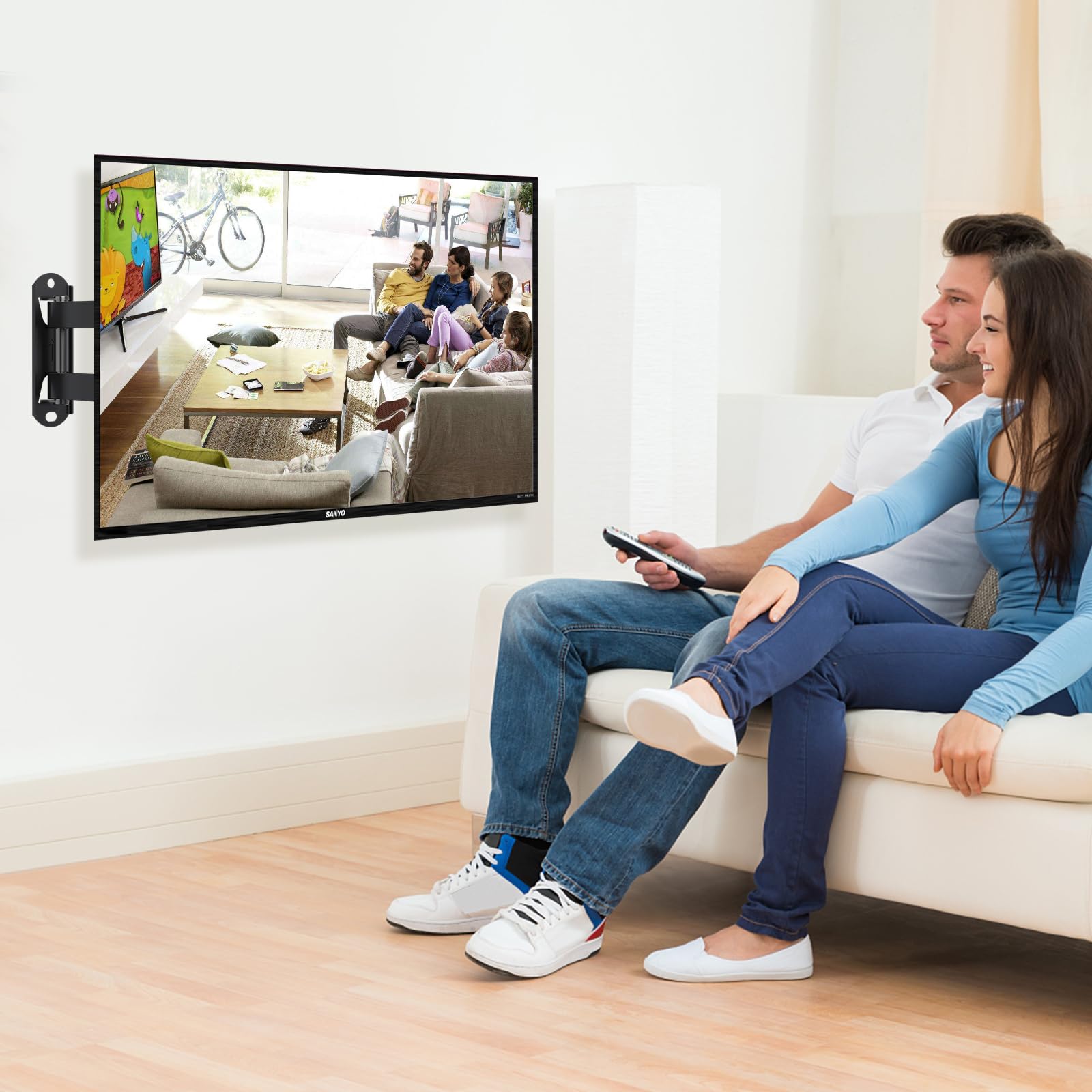 XINLEI Supporto TV da Parete Girevole, Staffa TV con Braccio Orientabile & Estendibile, Inclinazione e Rotazione per Schermi LED/LCD/Plasma 13-42 Pollici, Portata Max 20 kg