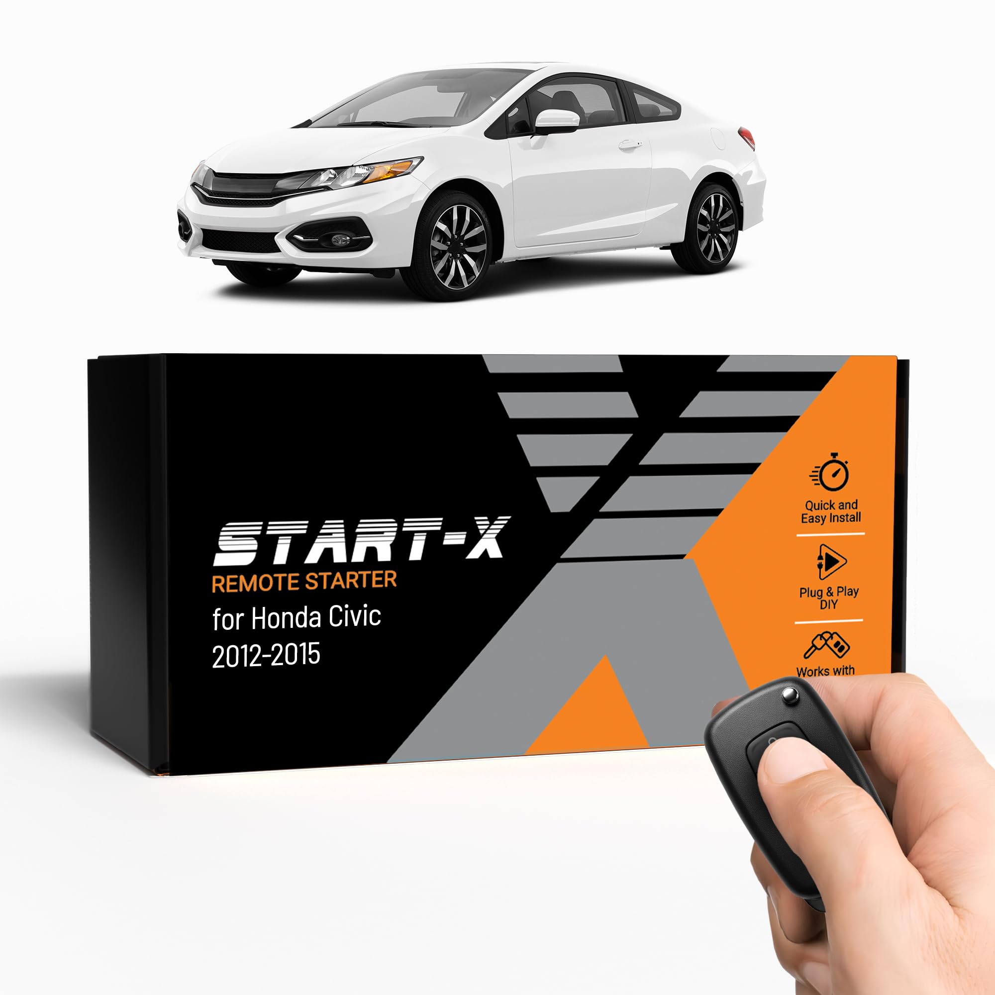 Start-X Remote Starter Kit for Honda Civic (2012, 2013, 2014, 2015) Vehicles | Key Ignition | Plug & Play Install | Lock 3X to Remote Start | Zero Wire Splicing
