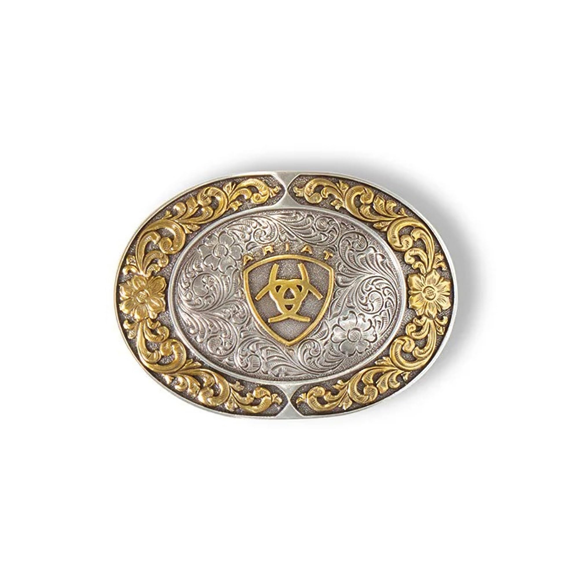 ARIAT Men's Western Belt Buckle - Floral Flag Pattern Cowboy Belt Buckle, Oval, One size