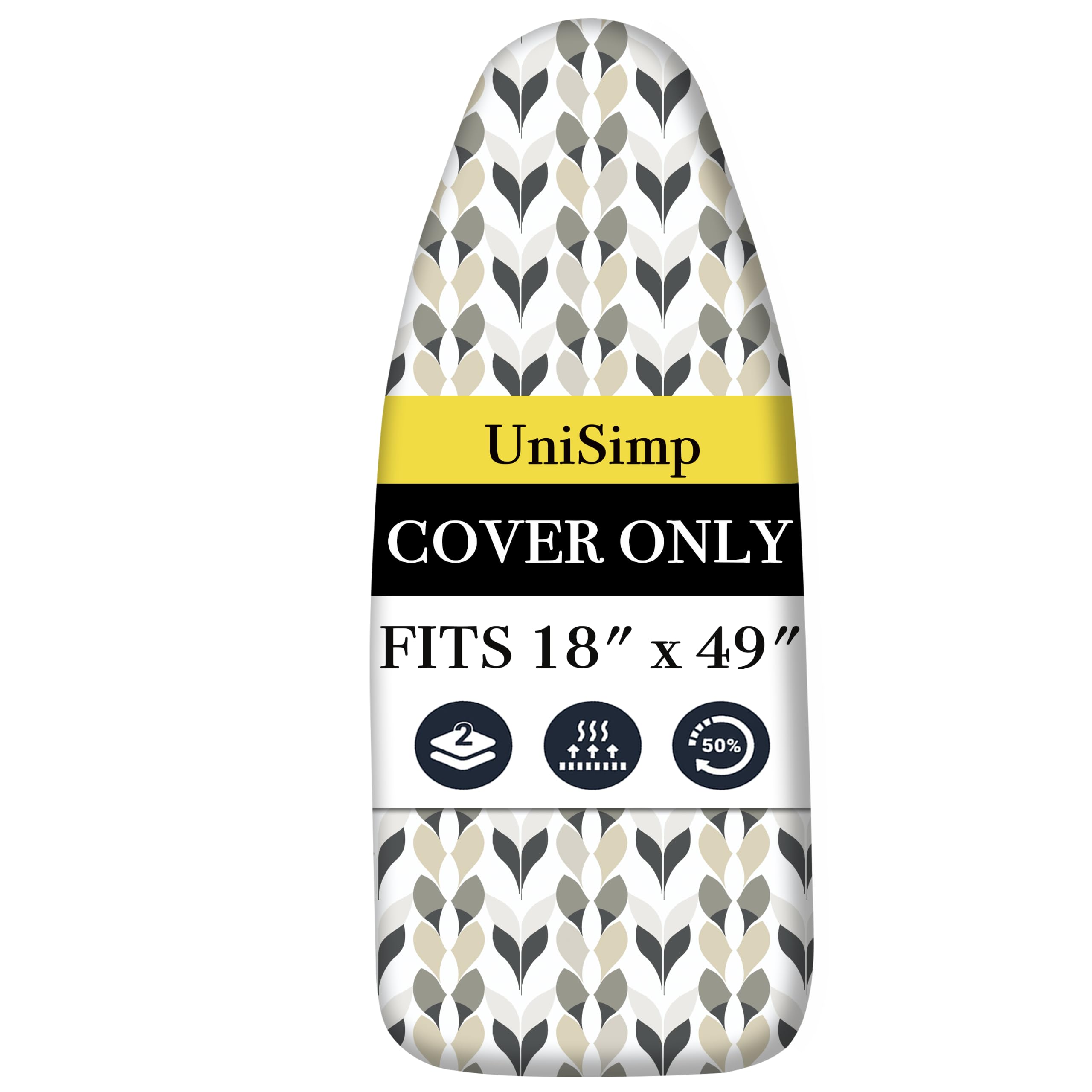 UniSimp Ironing Board Cover and Pad 18x49, Extra Wide, Foliage