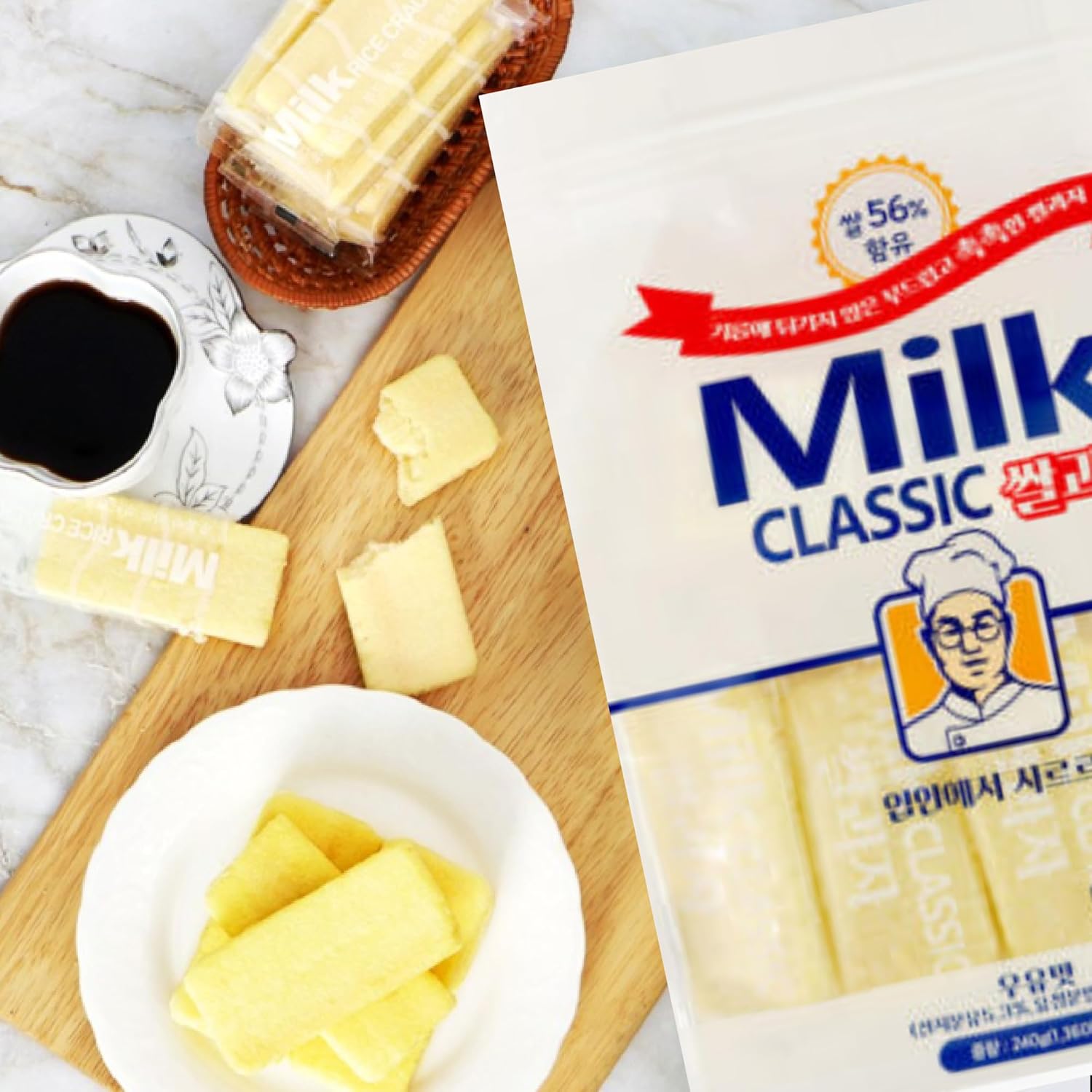 Milk Classic Rice Cracker 240g 2 Pack Large Size 밀크 클래식 쌀과자 - Korean Snack with Milk Flavor - Soft, Melt-in-the-Mouth Texture - Perfect Asian Rice Crackers for Light Snacking, Sweet & Milky