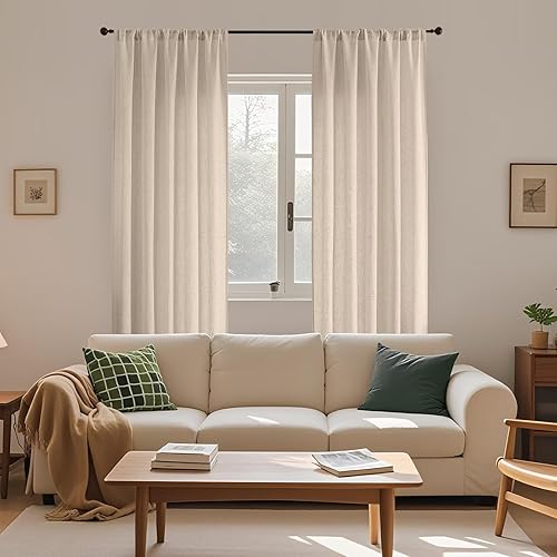 Miniatura 9 de CUCRAF Cortinas traslúcidas blancas largas con libélula bordada de lino sintético con ojales, cortinas de ventana de gasa para sala de estar,