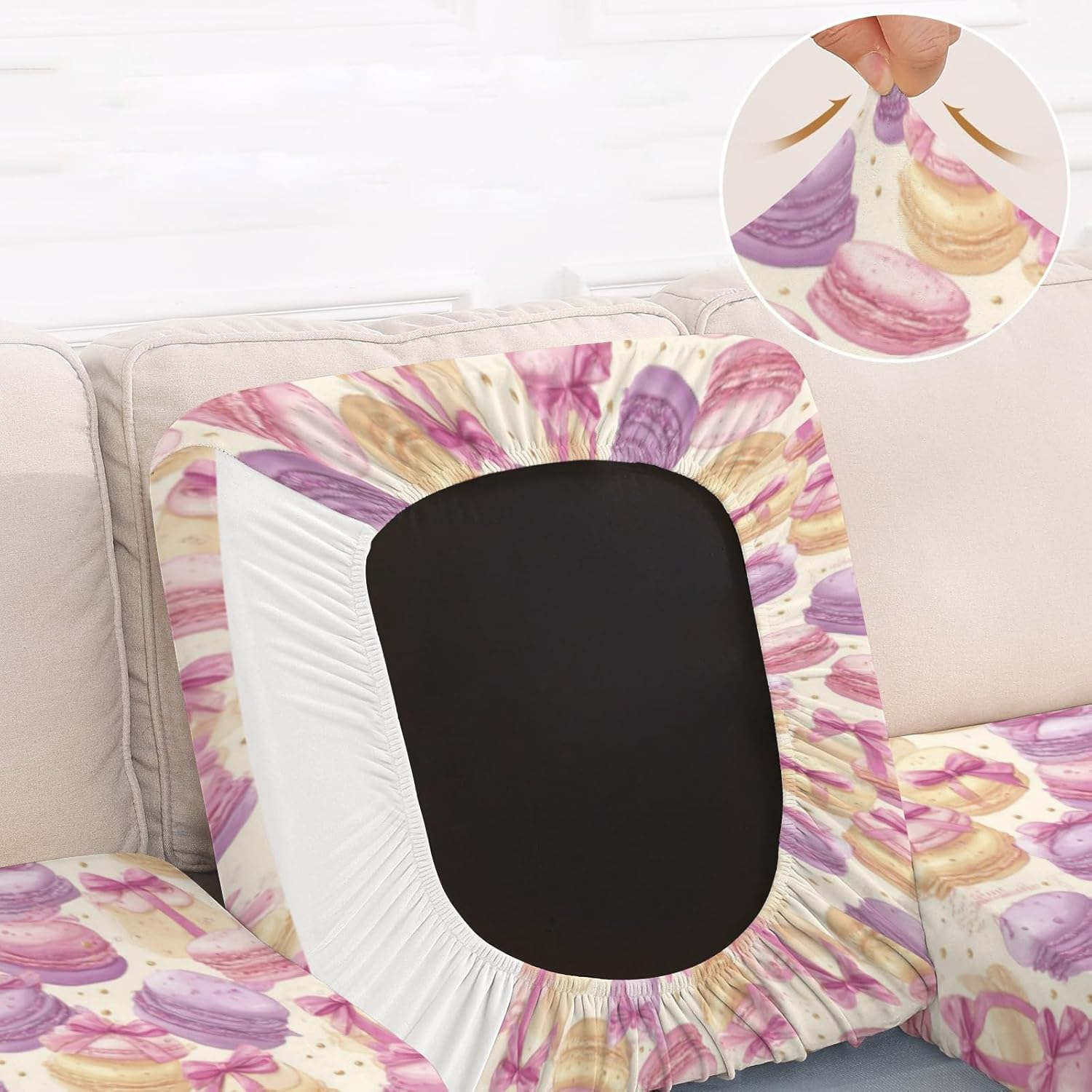 Pastel Macaron Cake Loveseat Covers Couch Covers for 2 Cushion Couch, 2-Piece Stretch Sofa Slipcovers Anti-Slip Washable Furniture Protectors for Dogs Pets