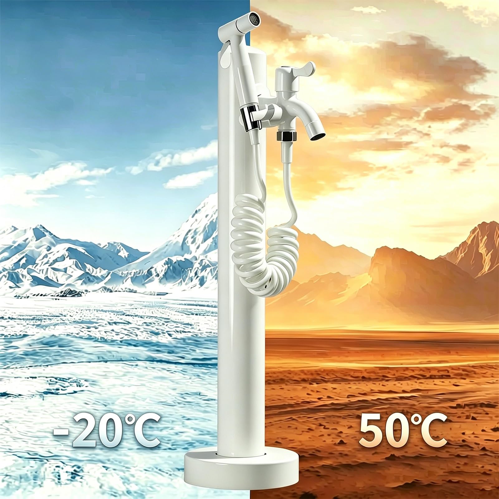Rubinetto per acqua da esterno a colonna indipendente, idrante per rubinetto da giardino in acciaio inossidabile 304, distributore d'acqua per irrigazione dell'orto agricolo(C,Height: 60cm/23.6in)