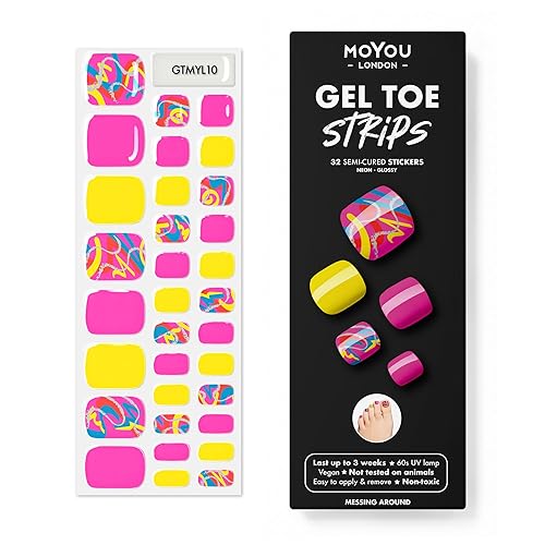 MoYou London Tiras de uñas de gel semicuradas, 32 piezas. Envolturas de gel para uñas, obtén 1 lámpara UV gratis cuando recibas 2 o más, fácil de