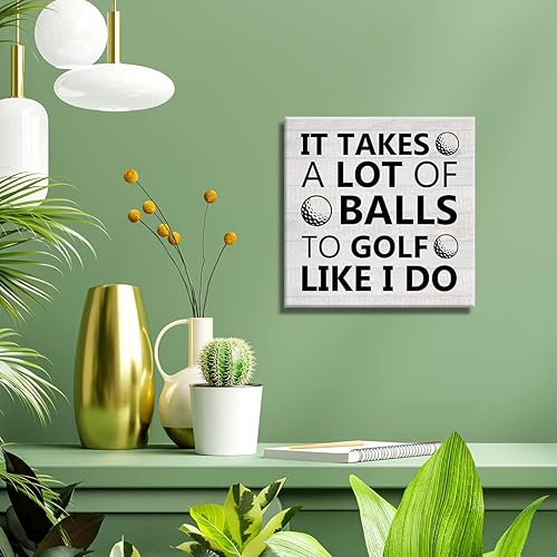 Miniatura 4 de Lienzo con cita de golf, decoración de pared, letrero de escritorio, póster de golf, pintura enmarcada de 8 x 8 pulgadas, estante rústico de oficina