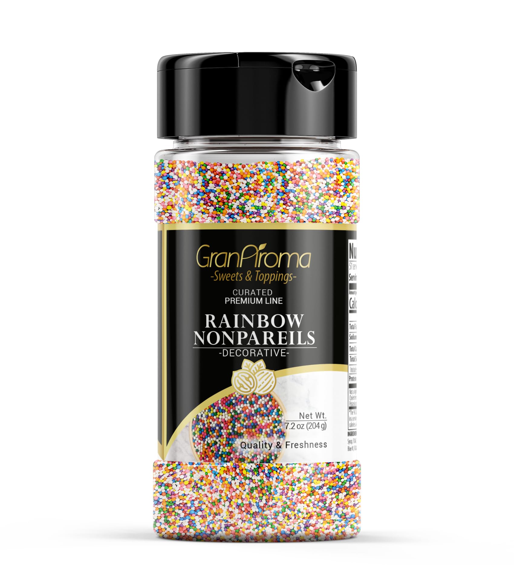 GranAroma Rainbow Nonpareils, 7.2 oz, Decorative Sprinkles, Cakes & Cookies, Bakery Staple
