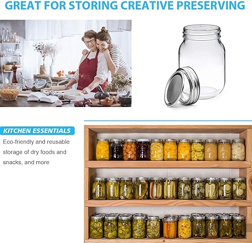 Miniatura 2 de Tarro de mason frascos de vidrio con tapa y bandas frasco para conservar preparación de comida avena durante la noche mermelada gelatina especias 8