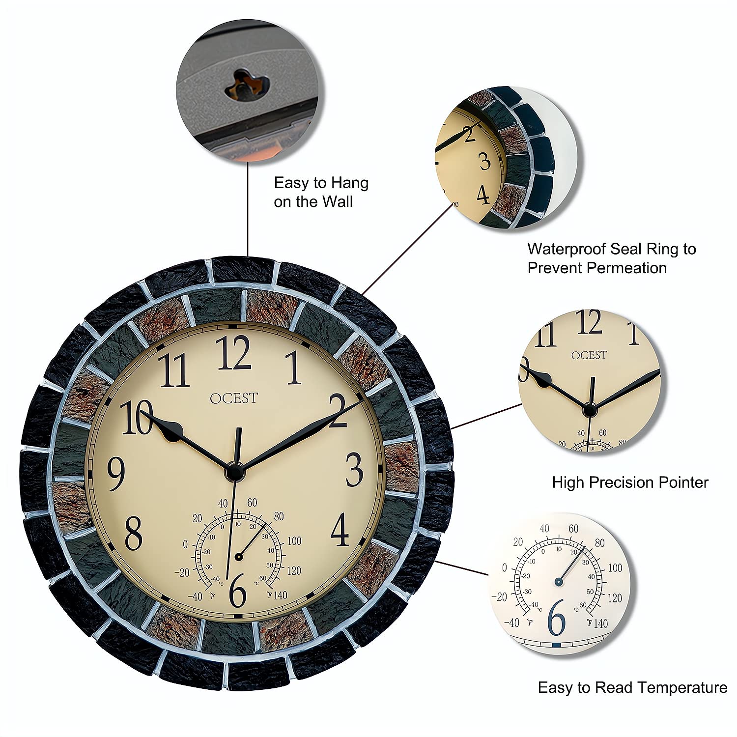 Large 13 Inch Indoor Outdoor Clock UMEXUS 13 Inch Large Outdoor Wall ...