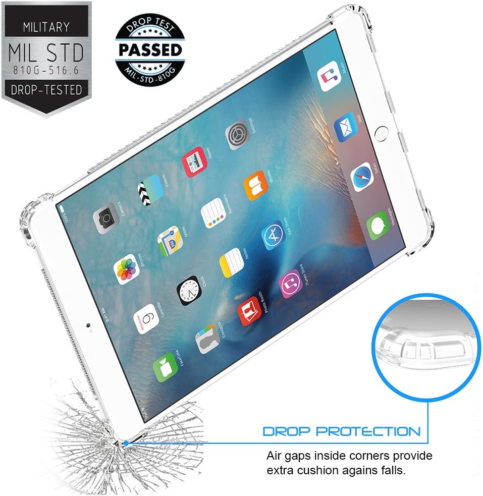 LUVVITT iPad 9.7 Case, Clear Grip Smart Cover and Keyboard Compatible Case for Apple iPad 9.7 inch 5th and 6th Generation (2017-2018) - Clear (Not Compatible with PRO)
