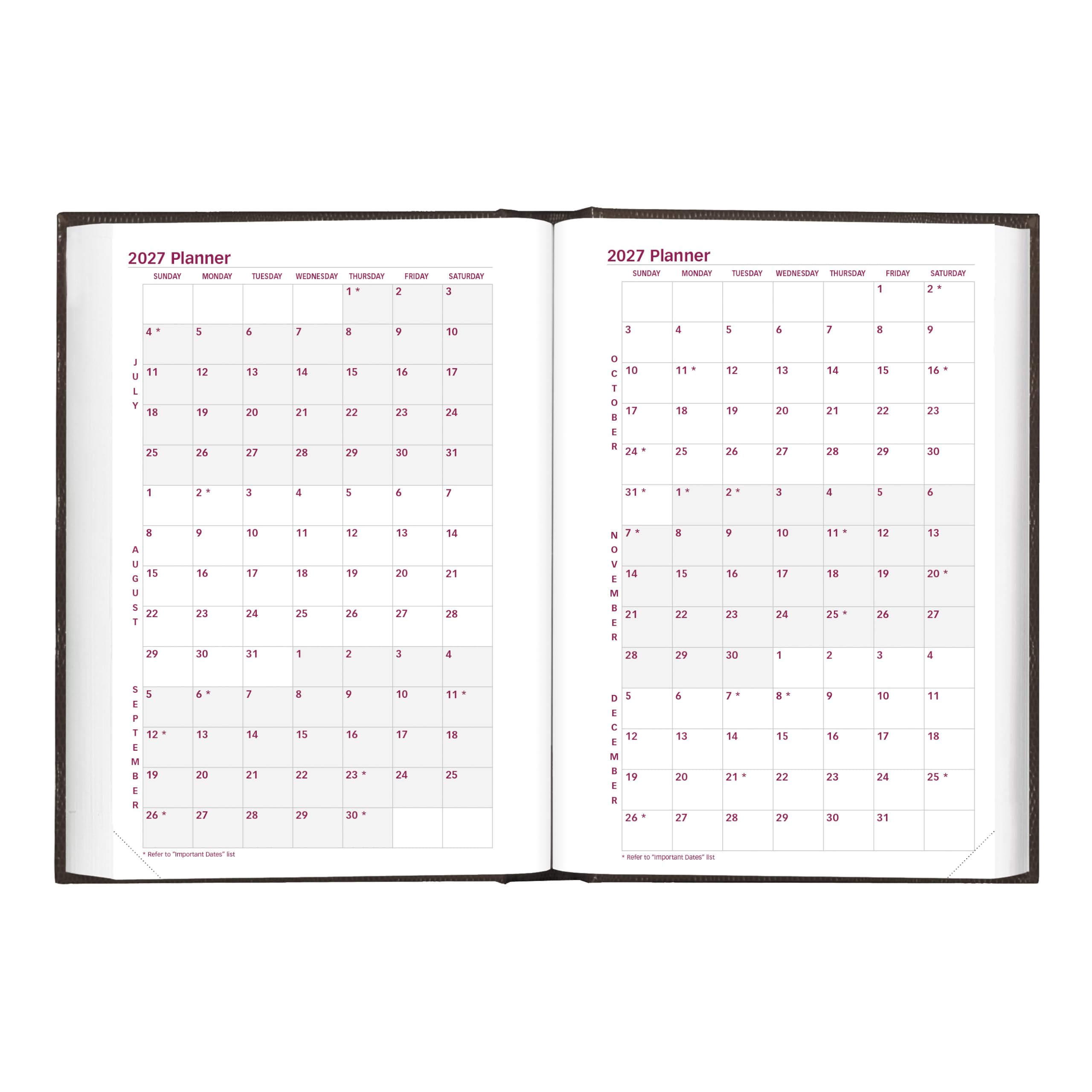 Brownline® - Agenda giornaliera/mensile tradizionale 2027, 12 mesi, da gennaio a dicembre, rilegatura perfetta, 19,1 x 12,7 cm, nero (CB387.BLK)