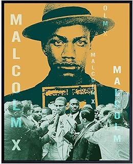 Malcolm X Poster -8x10 Black African American Civil Rights Inspirational Motivational Home Wall Decor, Art Print for Office, Classroom, School, Black History Month - Gift for Men, Women, Teacher