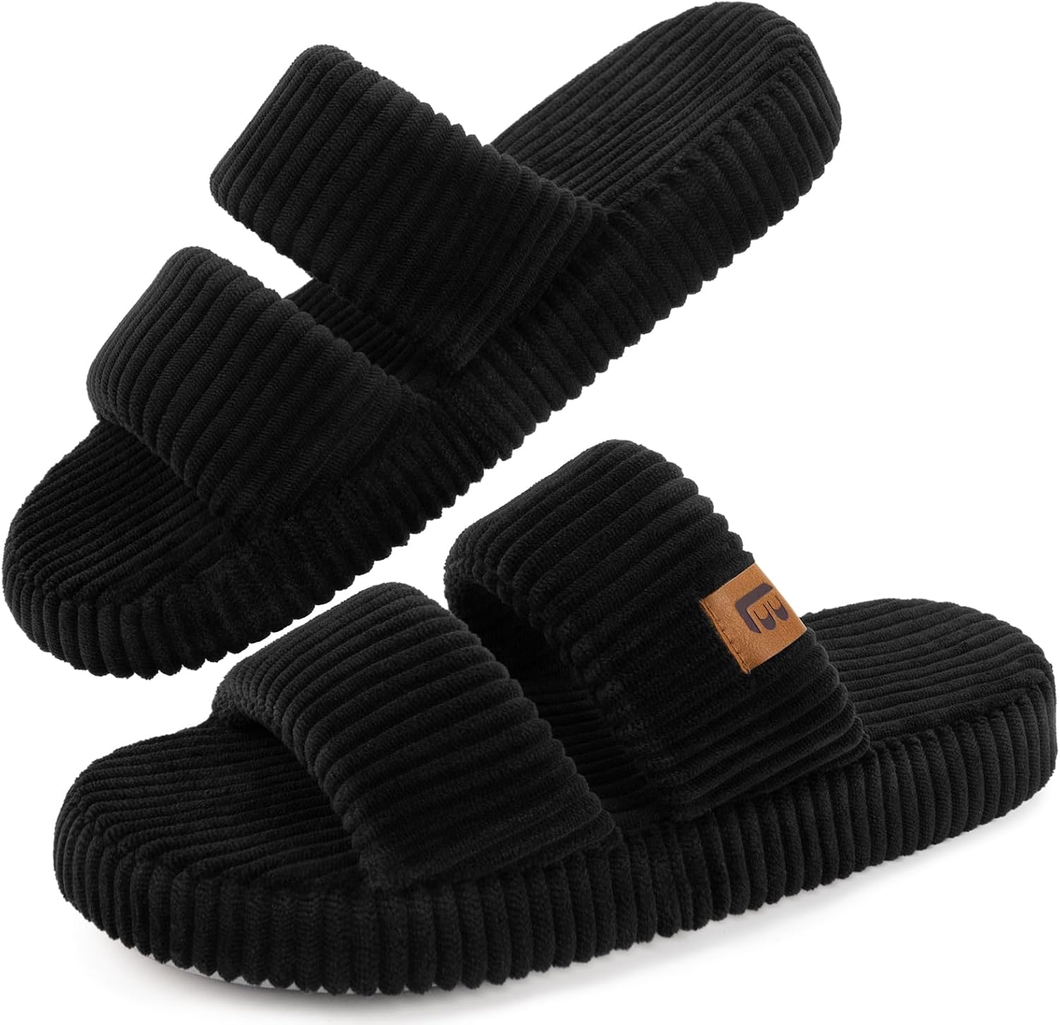 LongBay Slippers for Women Memory Foam Open Toe Slide Indoor House Shoes Slip On Bedroom Comfy Gift