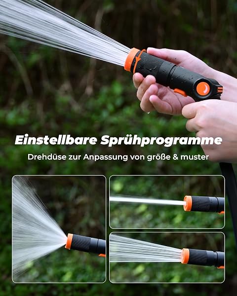 RAINPOINT Multibrause, Handbrause Garten mit 3 Sprühbilder, Daumensteuerung, Hochdruck Gartenschlauch Spritze für Autowaschen, Bewässerung - 5