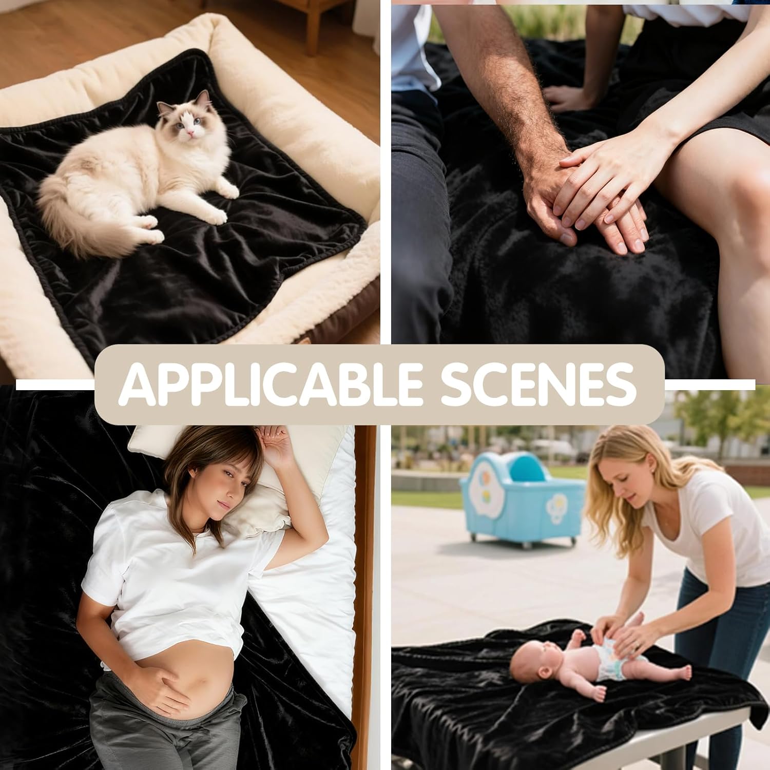 Waterproof Blanket for Couch Bed Cover, Black Blankets Waterproof and Stain Proof, Reversible Blankets for Bed, Machine Washable Double-Sided Bed Blanket (Black, 26''x36'') - Image 5