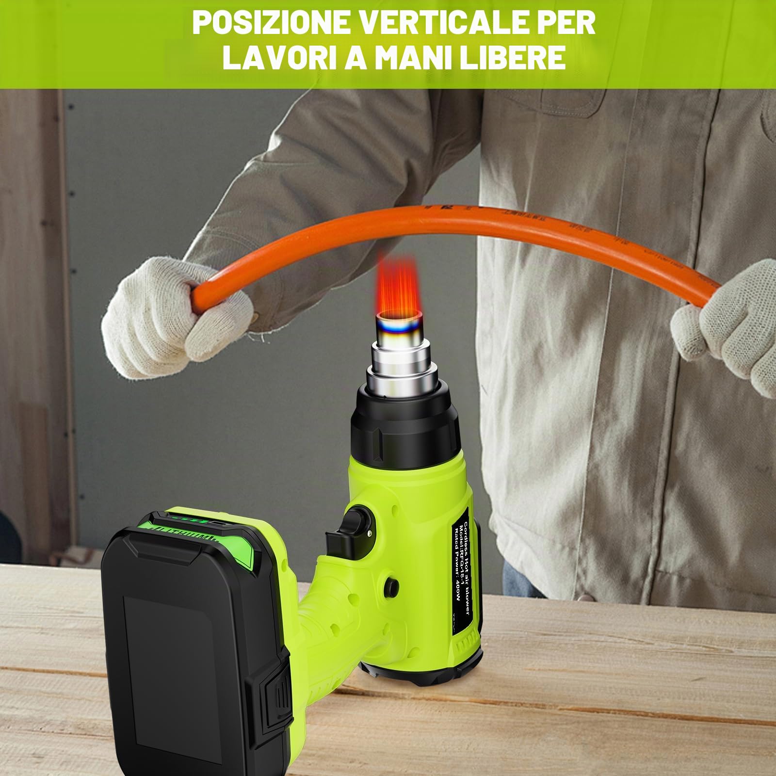 Pistola ad aria calda P108 a batteria per Ryobi 18 V One+ (senza batteria) pistola termica per saldatura, piegatura dei tubi, rimozione del colore, pistola termica con 4 ugelli.