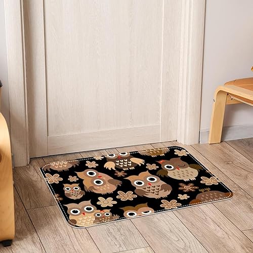 Miniatura 6 de Lindo búho marrón y flor, tapete duradero para puerta delantera, antideslizante, absorbente, resistente a la suciedad, para decoración del hogar, 24