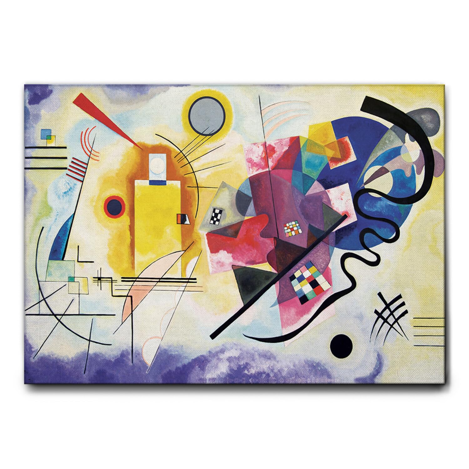 Giallobus - Quadro - Vassily Kandinsky - Giallo rosso e blu - Tela Canvas Telaio Standard - 100x70 - Pronto da appendere - Quadri moderni per la casa