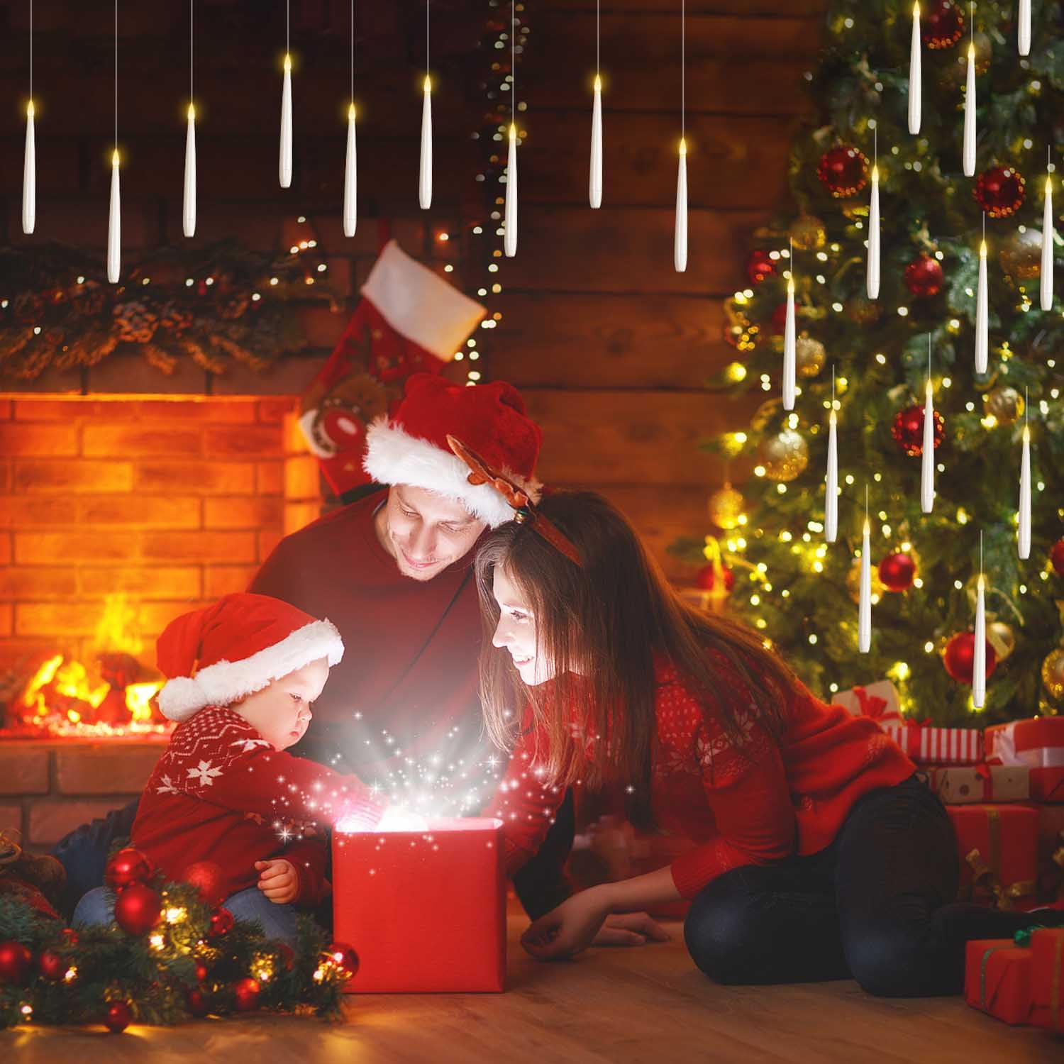Candele a LED Galleggianti, 12 Pezzi Candele a LED senza fiamma, Candele magiche con bacchetta telecomandata, Candele a batteria per festa, Halloween, Decorazione Natalizia