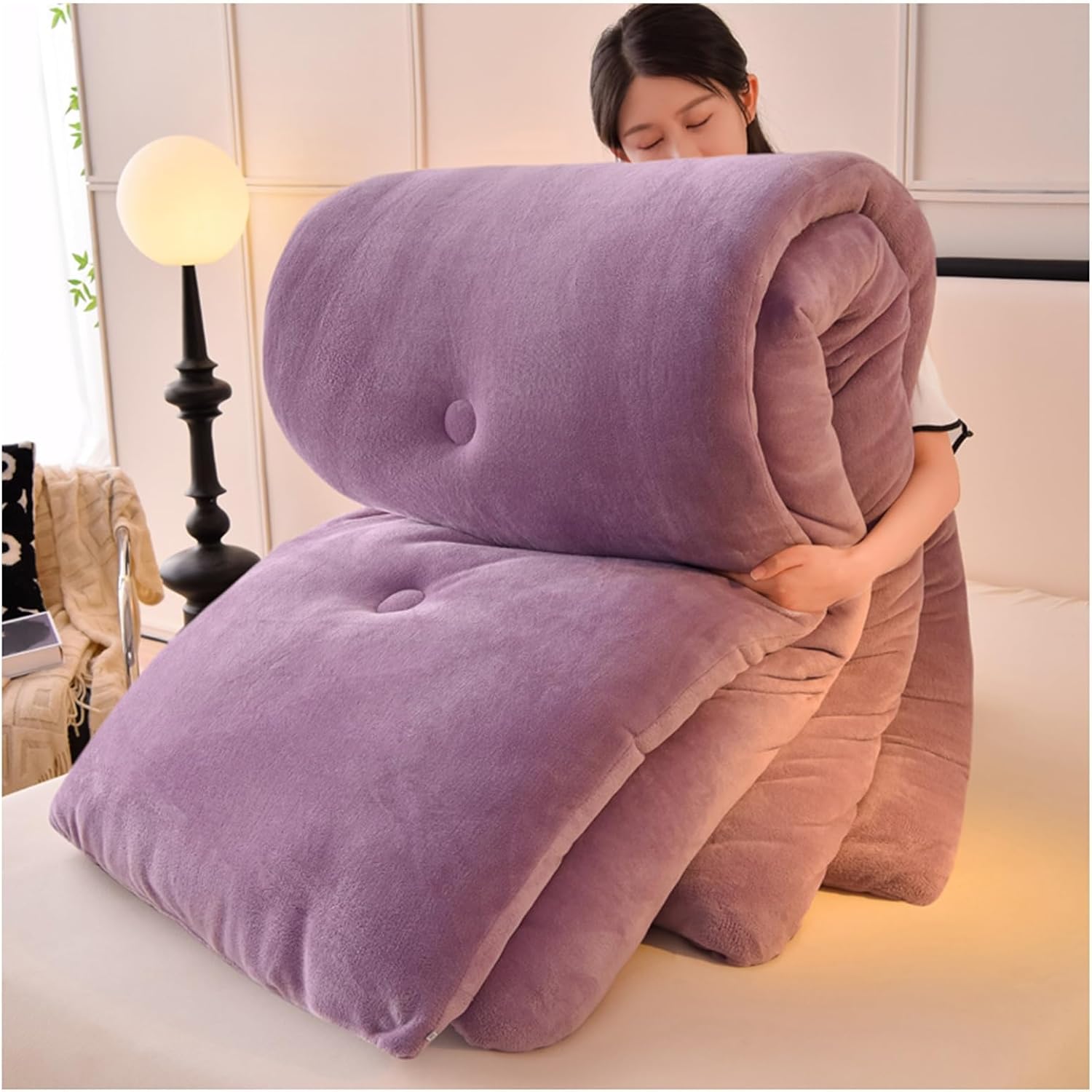 Duvet Cover, Thick Winter Warm Blanket, Microfiber Reversible Quilt Bed Blanket 150/180/200 Winter, Breathable for Winter (D,150 x 200 cm/2.5 kg)