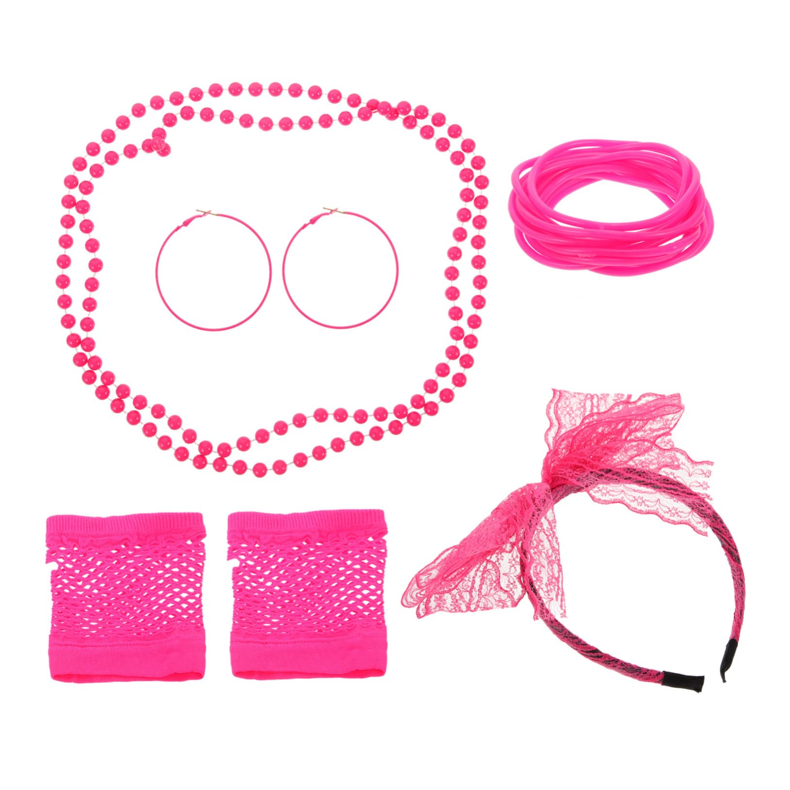 SOIMISS Ensemble D'accessoires Rétro Décor De Déguisement des Années 80 Décor De Cou Accessoires De Costume De Bal Boucles d'oreilles De Fête Collier Roman Rosy Alliage De Zinc
