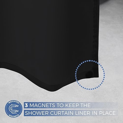 Miniatura 3 de downluxe Forro de cortina de ducha de tela impermeable, forro de ducha de tela suave con 3 imanes, lavable a máquina y cortina de baño de calidad de