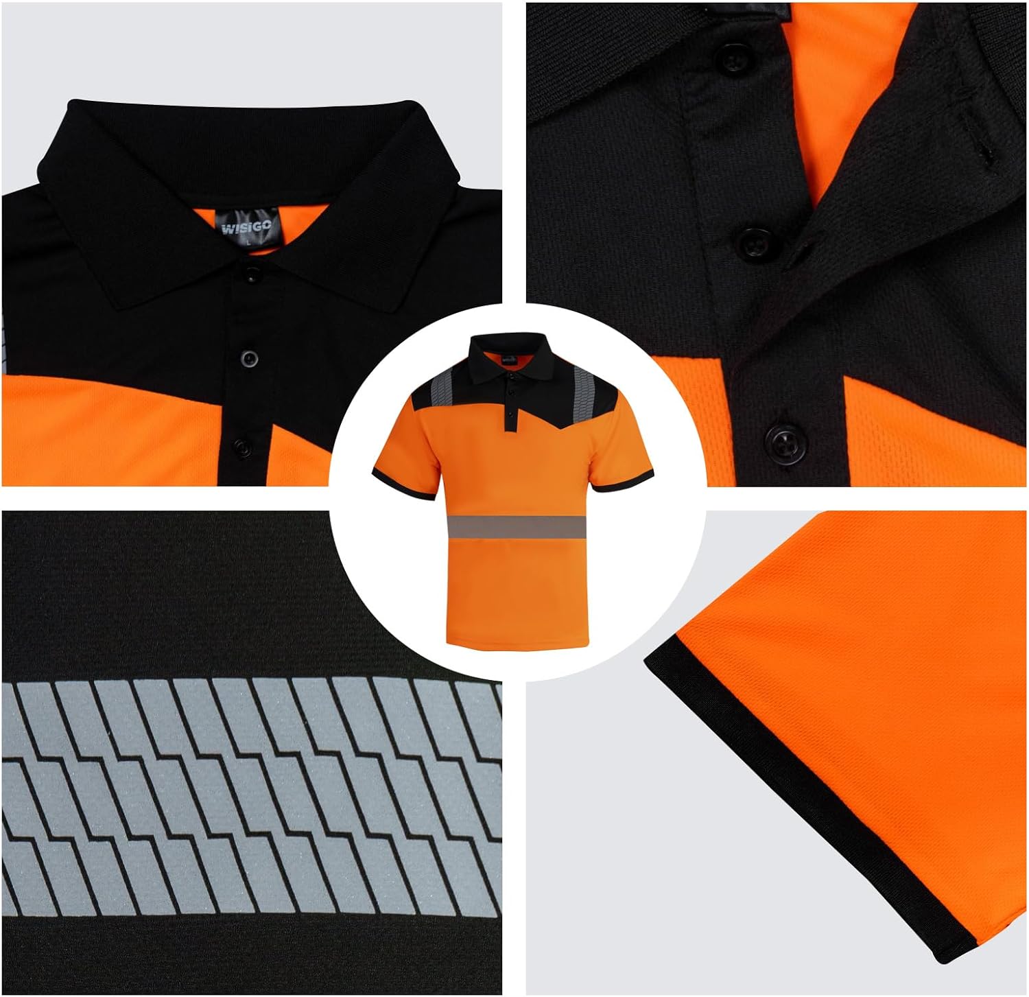 Hi Vis Safety Polo Shirts for Men 2 Pack Class 3 Reflective High Visibility Work Construction Short Sleeve T Shirts - Image 4