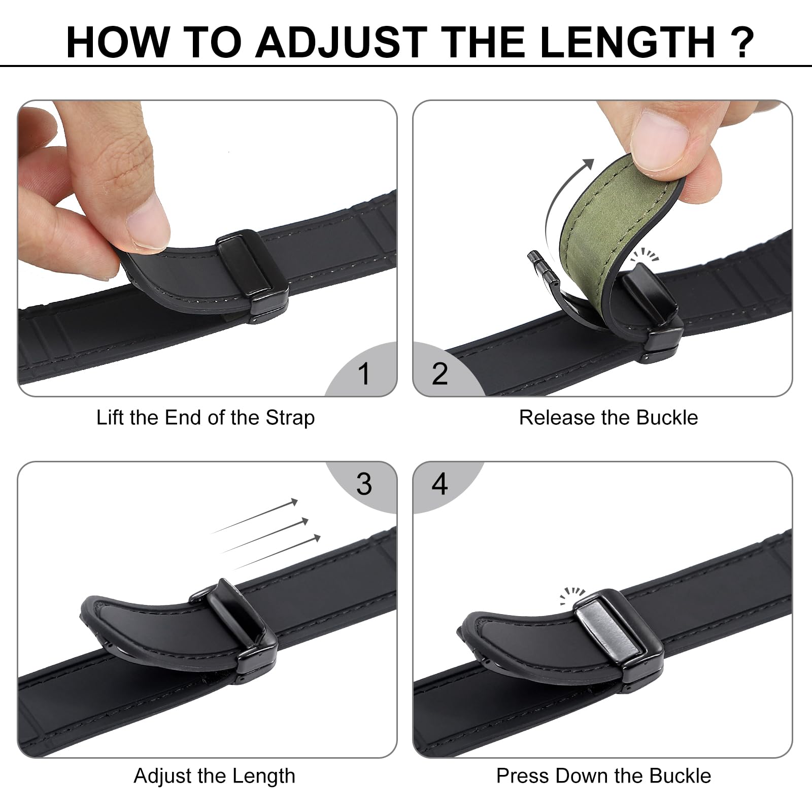 Bracelet de montre magnétique en cuir compatible avec Apple Watch 38 mm, 40 mm, 41 mm, 42 mm, 44 mm, 45 mm, 49 mm – Bracelet de montre en cuir véritable avec boucle magnétique pour iWatch