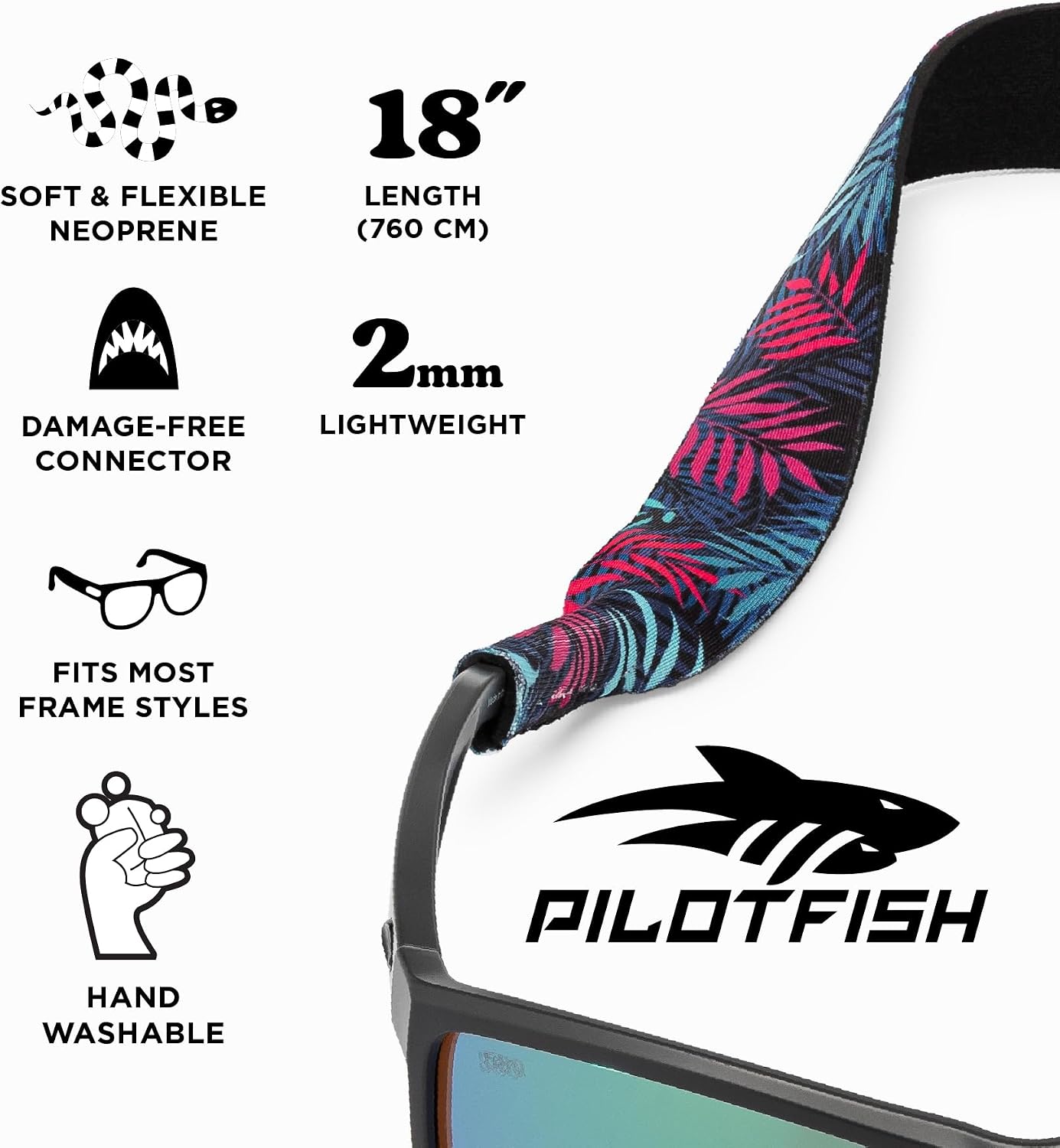 Pilotfish Neoprene Eyewear Retainer Sunglasses Strap - Premium, Lightweight, Perfect Size for Men & Women image 3