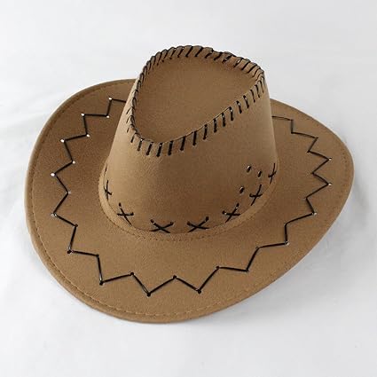 Chapeau De Cowboy Enfant – Daim Synthétique, Circonférence 54 Cm, Pour Fêtes, Halloween, Western, 5 Ans Et +
