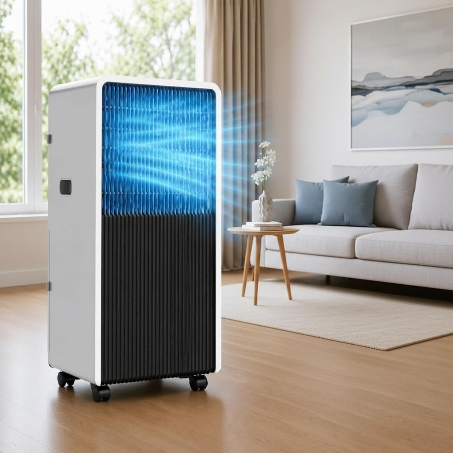 Przenośny klimatyzator 12000 BTU 3200 W z 4 kołami i niskim poziomem hałasu, 120 stopni szeroki przepływ powietrza do szybkiego chłodzenia i jednolitego pomieszczenia, jednostka Comp