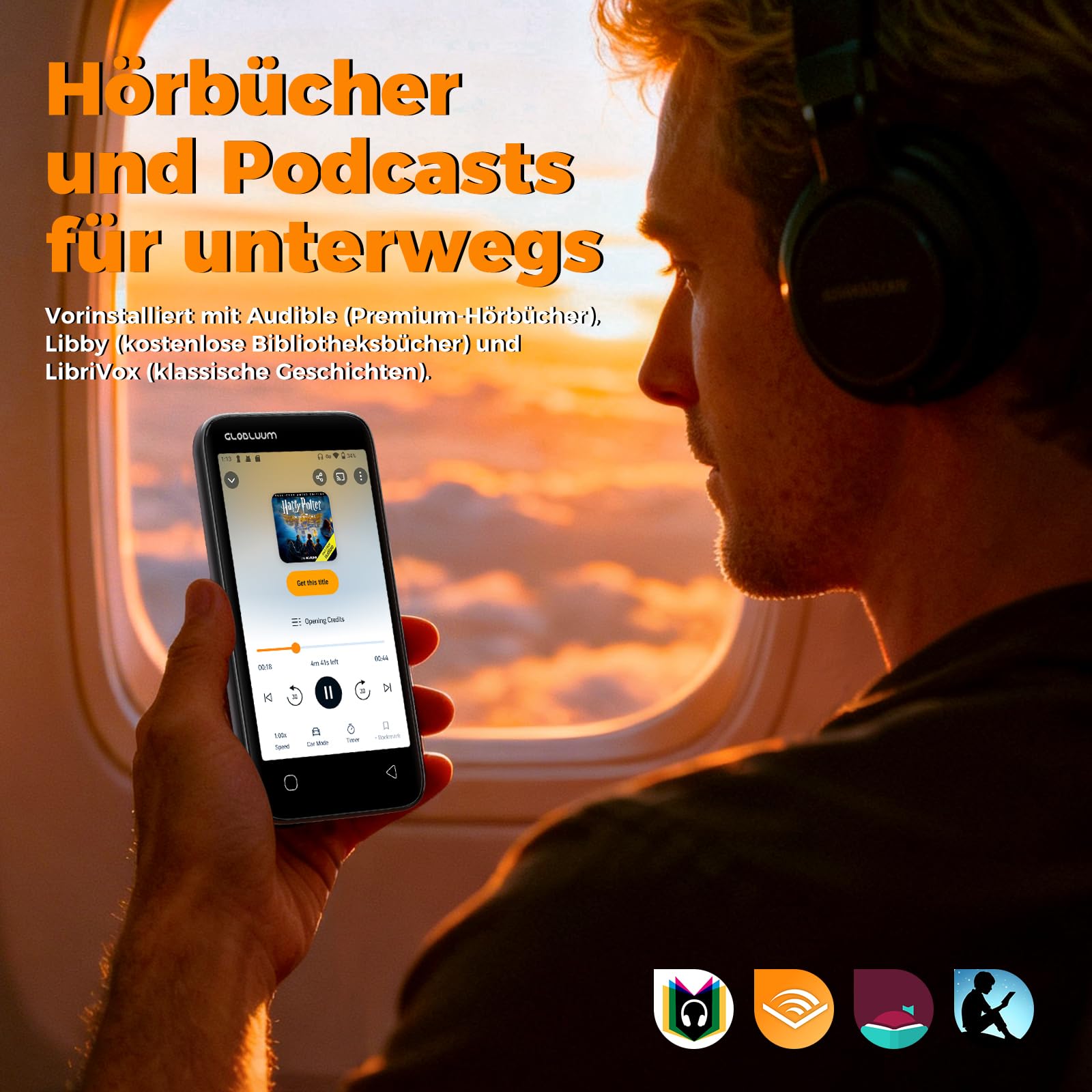 96GB MP3-Player mit Bluetooth 5.0 und WLAN, Musikplayer mit Spotify, Audible, Amazon Music, Spotify Kids, 4-Zoll-Touchscreen Android MP4-Player mit HiFi-Klang, UKW-Radio (Glänzend Schwarz)
