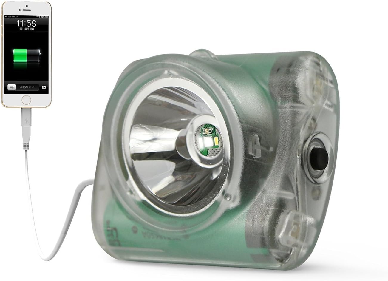 Wisdom Waterproof LED Miner Light Headlamp Cap Lamp USB Charging for Mining Camping Fishing 20000 Lux (Car Charger)