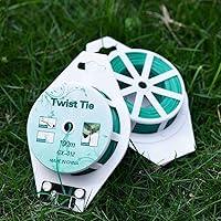 Vista 5 de 2 carretes de 328 pies (100 m) de bridas giratorias verdes con revestimiento para plantas de jardín con cortador para jardinería y organización