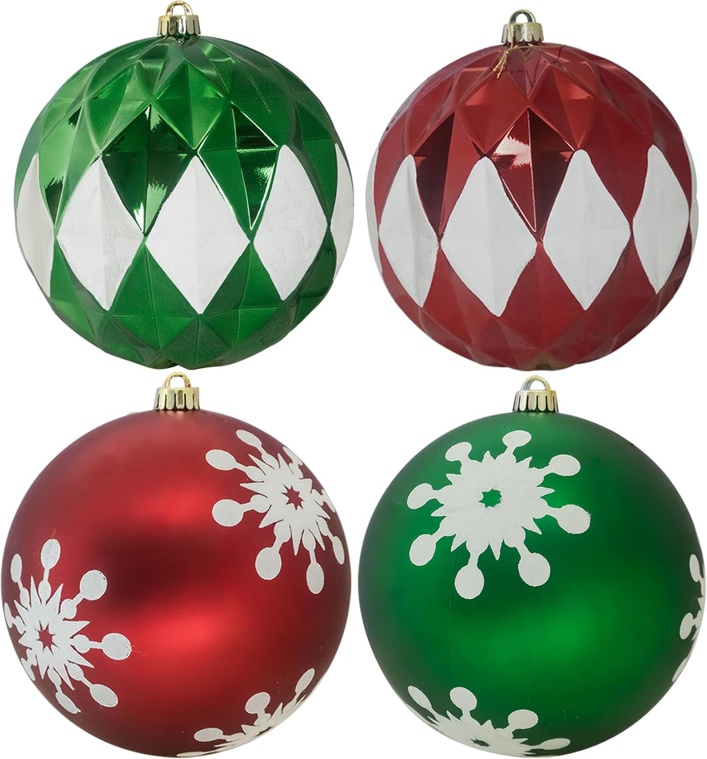 7.9 "/200mm extra large big christmas balls decoration, 4 colorful giant christmas ball decorations for christmas tree, decoration and christmas outdoor decoration red green white