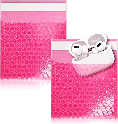 APQ - Bolsas de burbujas rosas de 4 x 3.5 pulgadas, paquete de 25 bolsas de burbujas resistentes autoselladas, acolchadas y resistentes al agua,