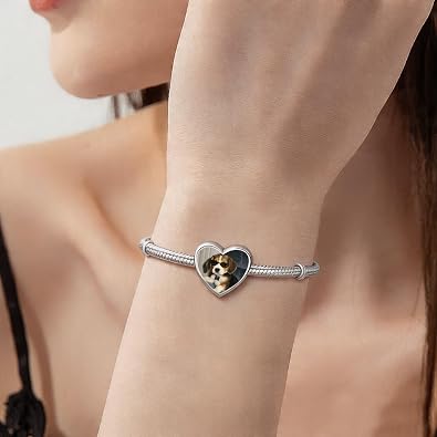Custom Charm Bracelet, Photo Heart Pendant