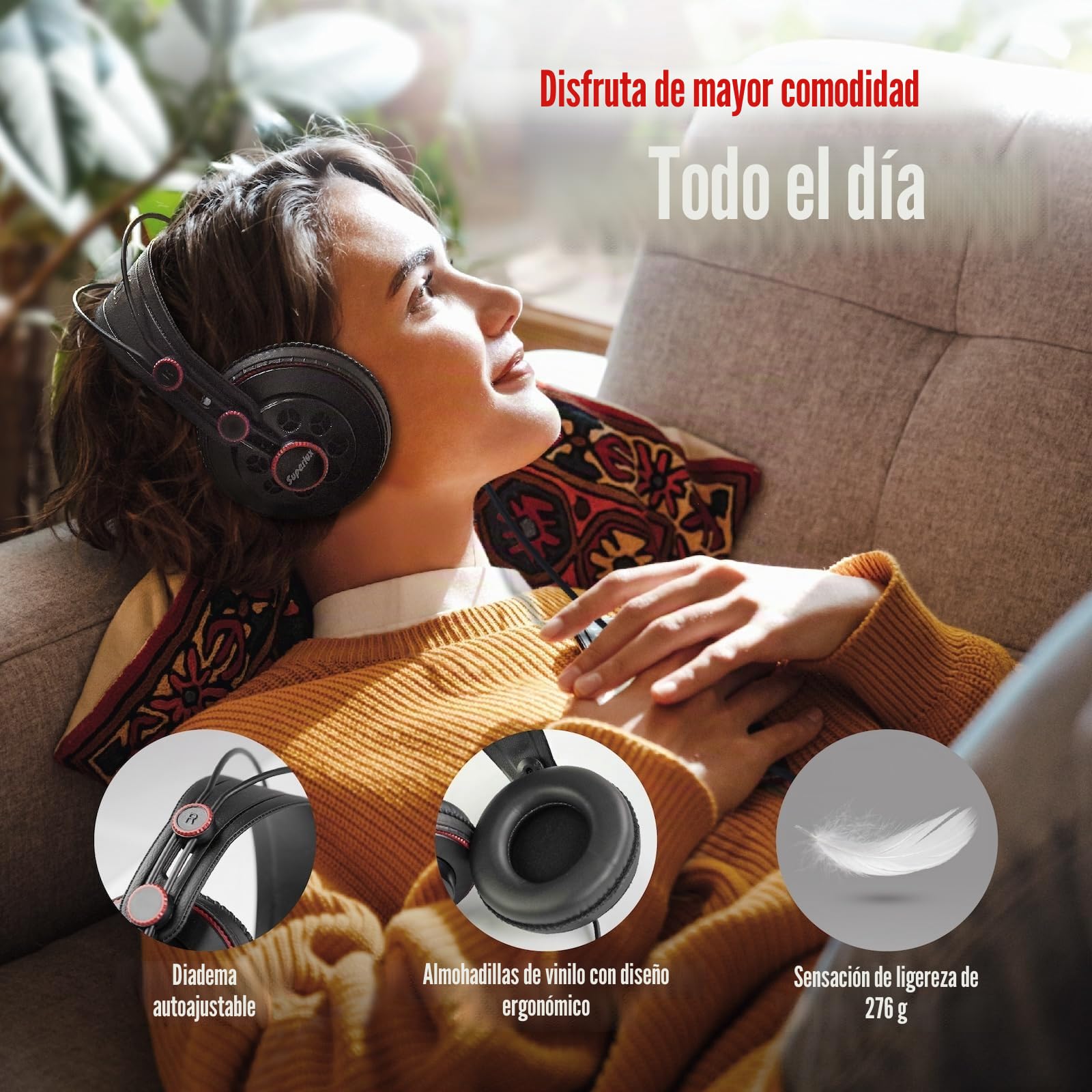 SuperLux HD681 - Auriculares de diadema cerrados (98 dB, 3.5 mm, 6.3 mm), color negro