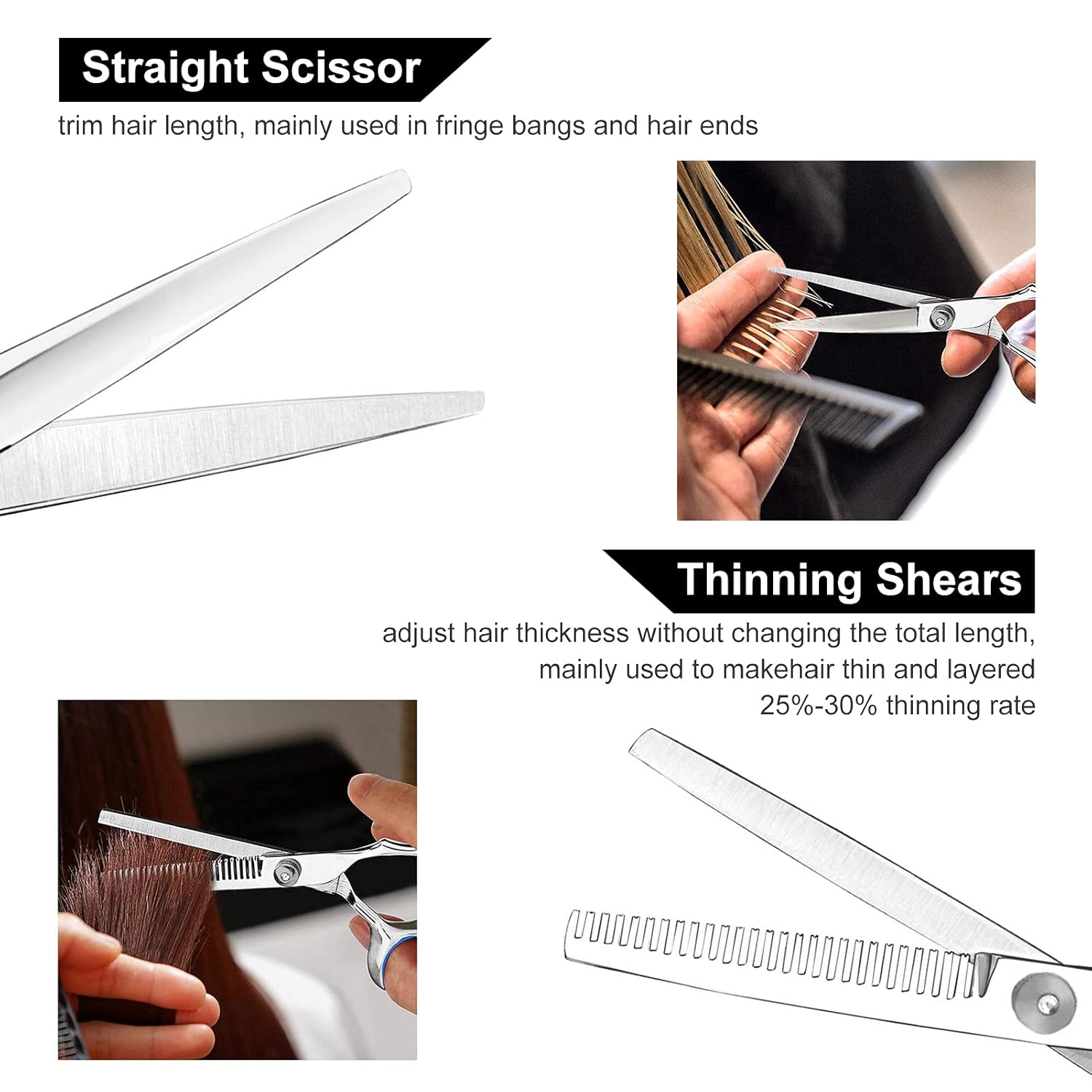 10 Pcs Hair Cutting Scissors Set, Professional Stainless Steel Hair Scissors Thinning Scissors with Hair Cutting Accessories, Hairdressing Shears Set for Home, Men, Women, Kids : Beauty & Personal Care