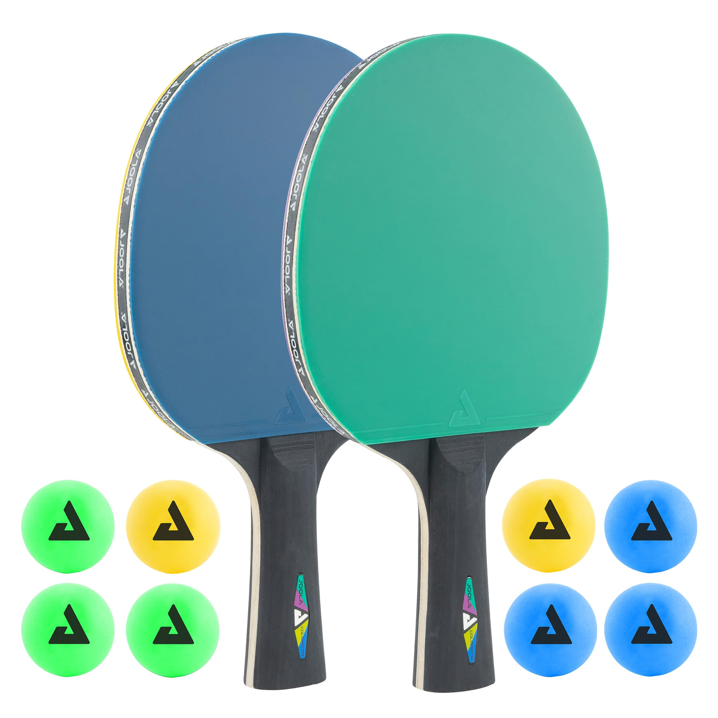 JOOLA Colorato Table Tennis Set – 2 Colourful Bats & 8 Balls for Stylish Play