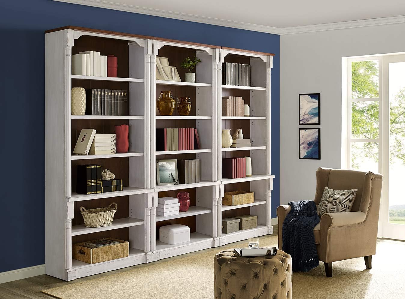 3 Open bookcase, White