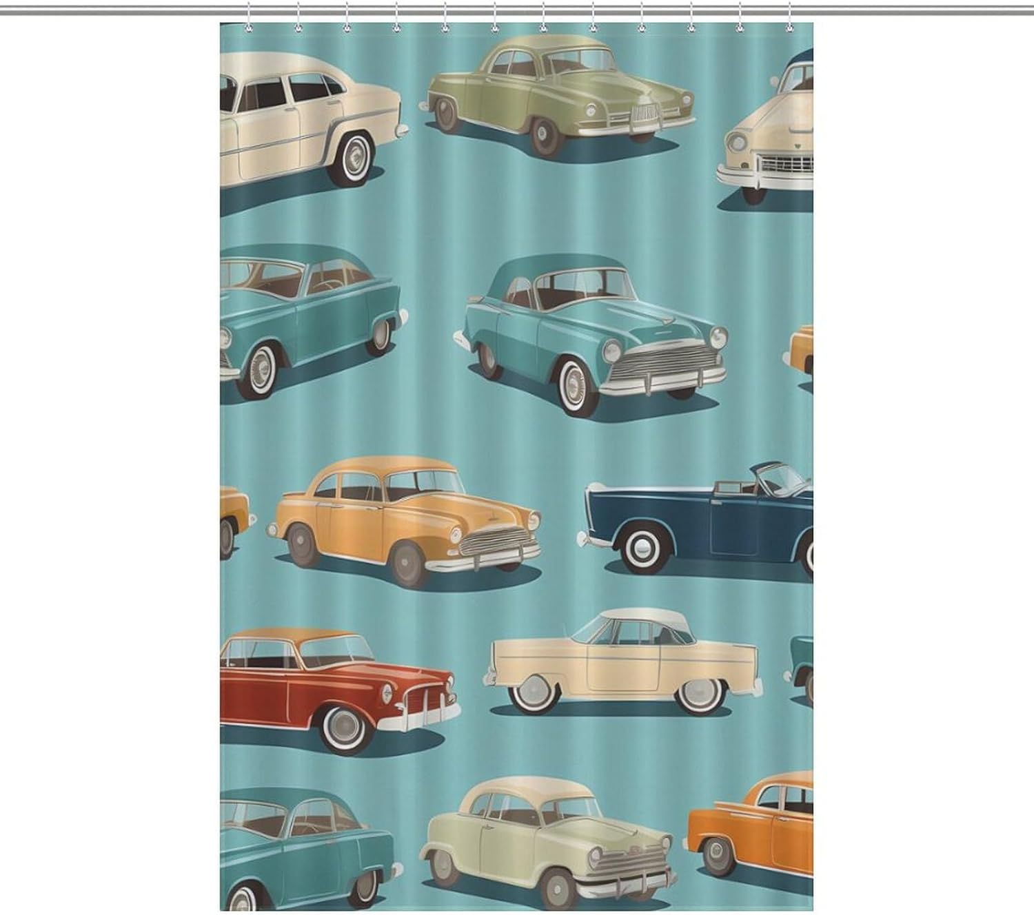 Vintage Car Funny Shower Curtains Washable Bath Curtain Liner with Hooks for Bathroom Bath Tubs