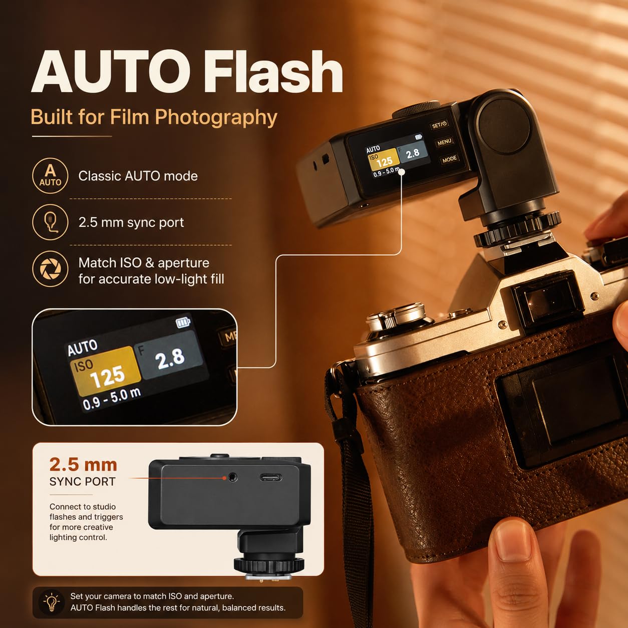 Godox Lux Junior II Retro Blitz TTL Blitzgerät für Fujifilm Canon Nikon