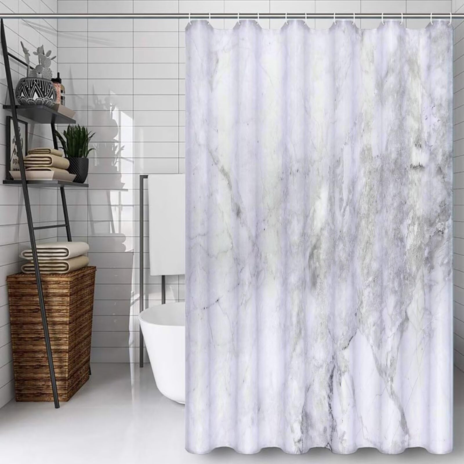 Rideau douche 120x200cm polyester lavable avec 12 crochets