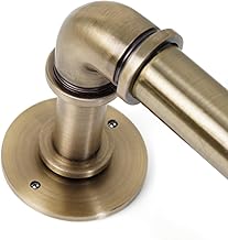 Lister Cartwright 25mm Antique Brass Industrial Pipe Eyelet Curtain Pole Heavy Duty Metal Curtain Rod – Wall or Ceiling Mounted Curtain Rail – Vintage Pipe Style for Living Room, Bedroom(240 cm)
