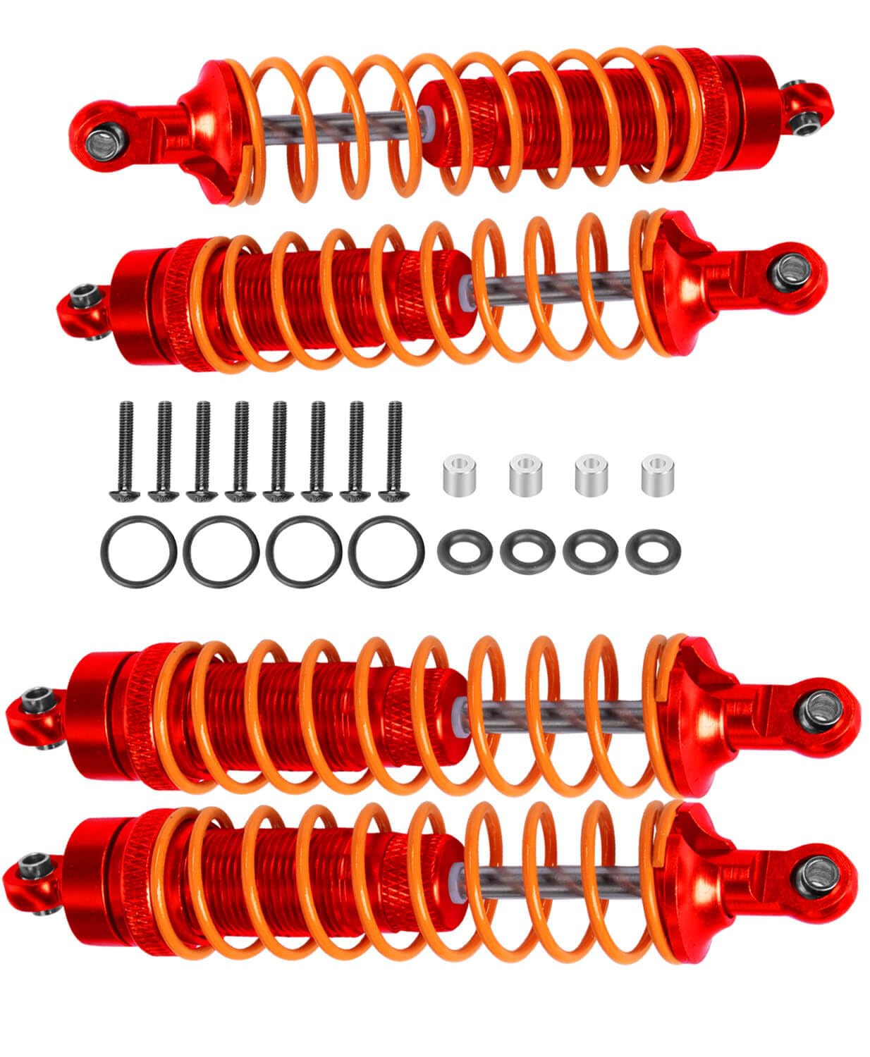 4PCS Full Aluminum Front Rear Shocks Upgrade Parts for 1/10 Big Rock/Senton 550/Granite 550/Vorteks 550 4X4, 1/10 Typhon 4X4 RC Truck,Big Bore Hops Up RC Shocks(Red) — image 1